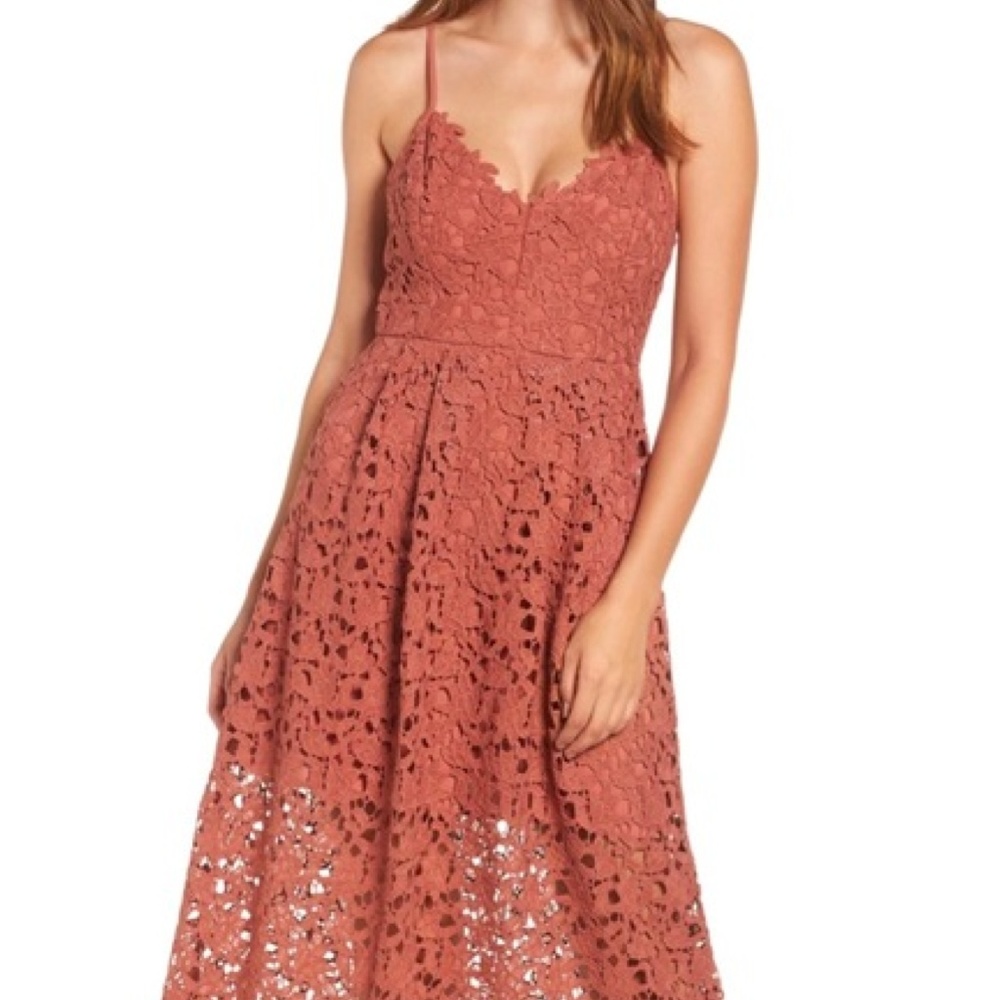 ASTR The Label Lace Midi Dress in Dark Blush